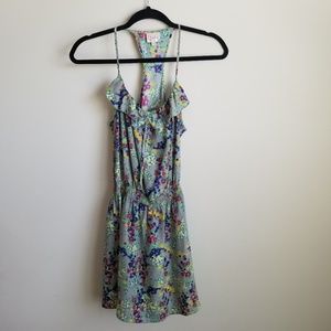 Parker 100% silk gray floral sun dress